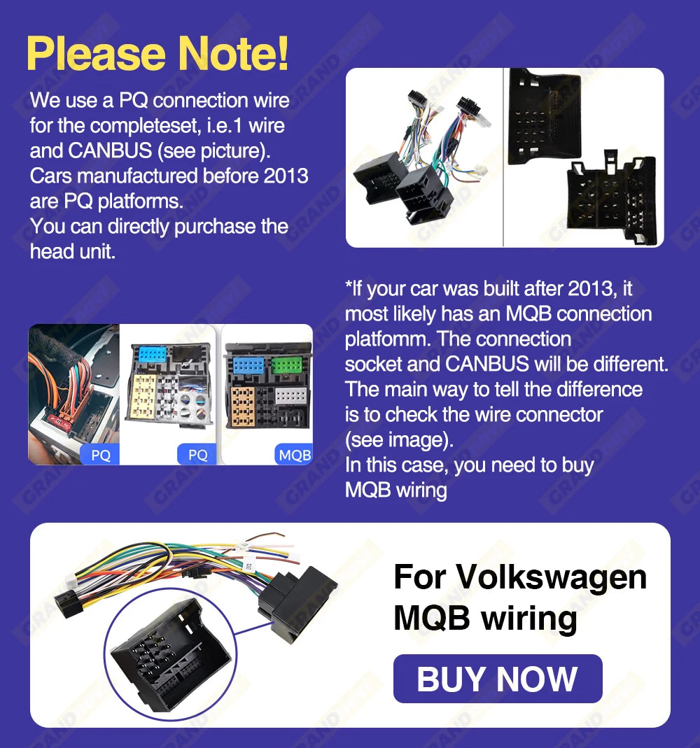 GRANDnavi Android 13 Car Radio GPS - 2Din Multimedia Player for VW, Skoda Octavia, Golf 5/6, Passat B6, Polo, Jetta