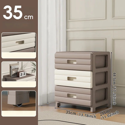 13.78" Wide Rolling Drawer Storage Cabinet — 3-6 Tier Mobile Organizer with Wheels, Gray or Brown for Living Room & Bedroom