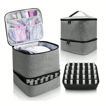 Women's Portable Double-Layer Nail Polish & Essential Oil Storage Bag – Multi-Function Organizer for Travel