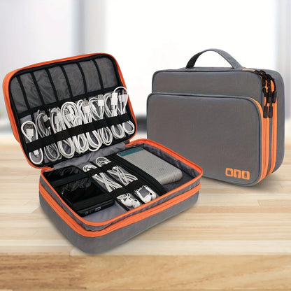 Multi-Layer Cable Storage Bag - Portable Travel Organizer Case for Chargers & Electronic Accessories
