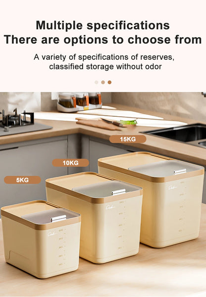 10KG Rice Storage Container & Pet Food Box - Sealed Cereal Dispenser with Buckle, Insect-Proof Grain Organizer for Kitchen