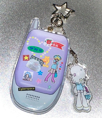 Oliva Acrylic Phone Decoration Keychain — Kawaii Pendant with Photo Frame for 1-Inch Photos, Perfect Birthday Gift