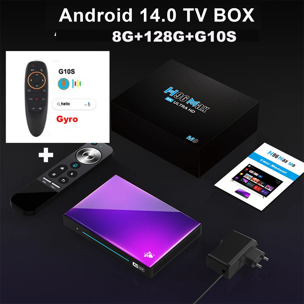 H96 MAX M9 AI Android 14 TV Box, 8-Core Rockchip RK3576, Wifi6, BT5.4, 4GB/64GB & 8GB/128GB, 8K 120fps Streaming, 1000M LAN