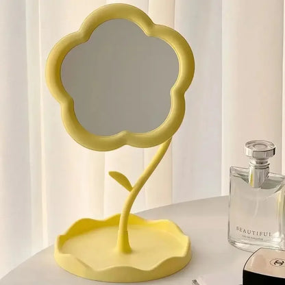 Floral Round Desktop Mirror — Creative Table Vanity Mirror for Bedroom, Dorm & Makeup Decor