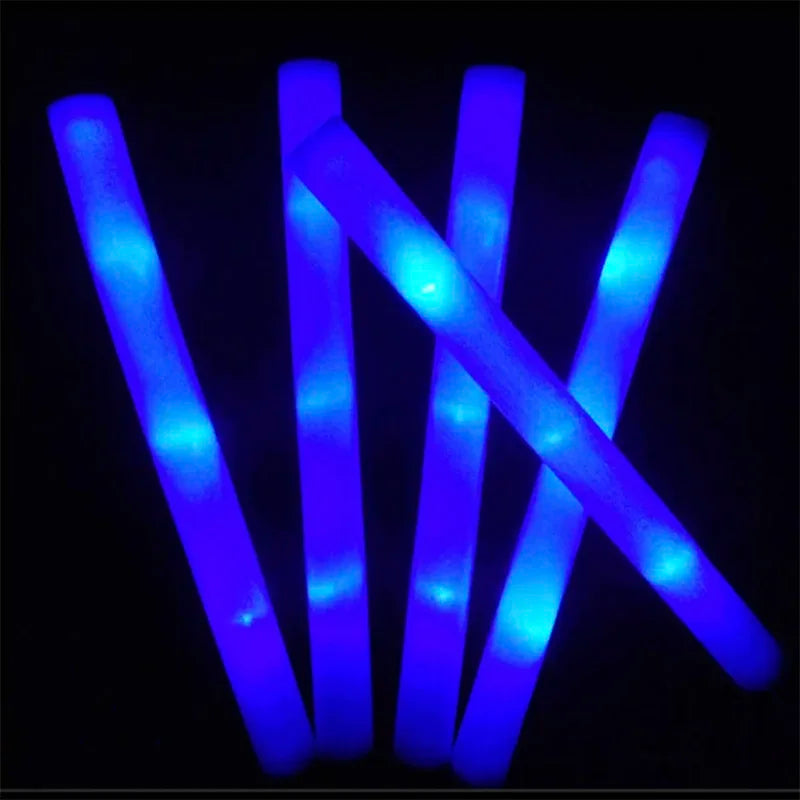 60Pcs RGB LED Glow Sticks – Colorful Foam Cheer Tubes for Dark Light, Birthday, Wedding, and Party Supplies