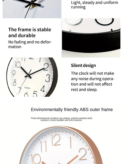 8-Inch Silent Quartz Wall Clock – Hole-Free Minimalist Cubic Digital Clock for Living Room & Bedroom Decor
