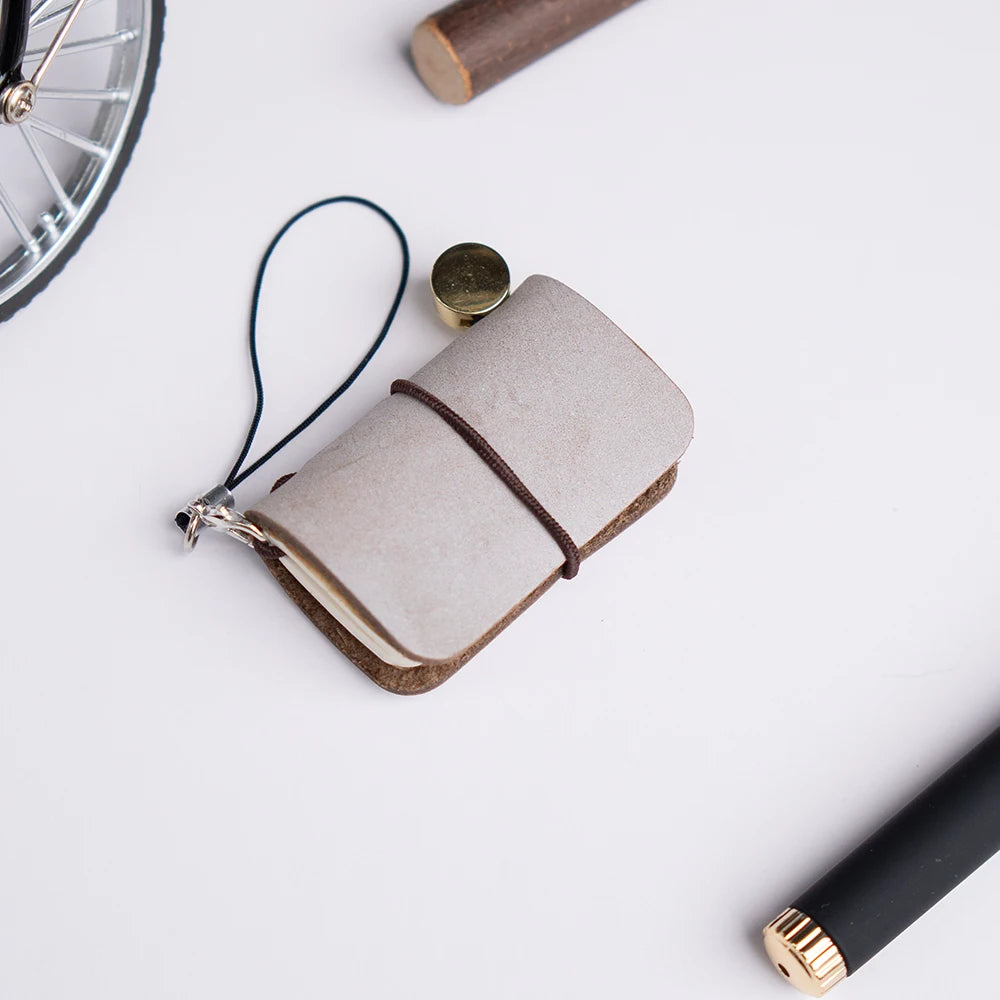 Ultra Mini Retro Leather Notebook – Traveler’s Manual Diary, 32 Sheets, 64 Pages, Decorative Notepad