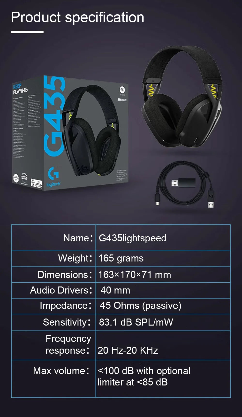 Logitech G435 LIGHTSPEED Bluetooth Wireless Gaming Headset – Over-Ear Surround Sound Headphones for PC, Laptop, Games & Music
