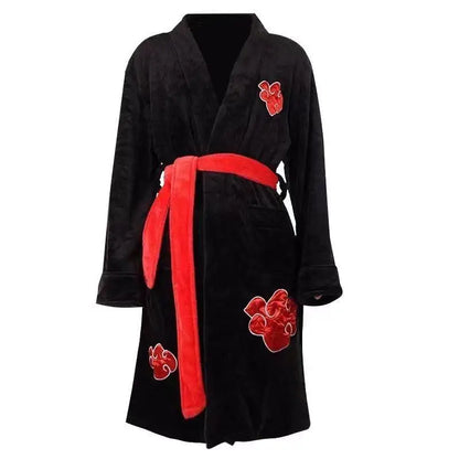 Naruto Akatsuki Uchiha Itachi Robe – Flannel Thickened Thermal Bathrobe Nightgown Pajama for Teens