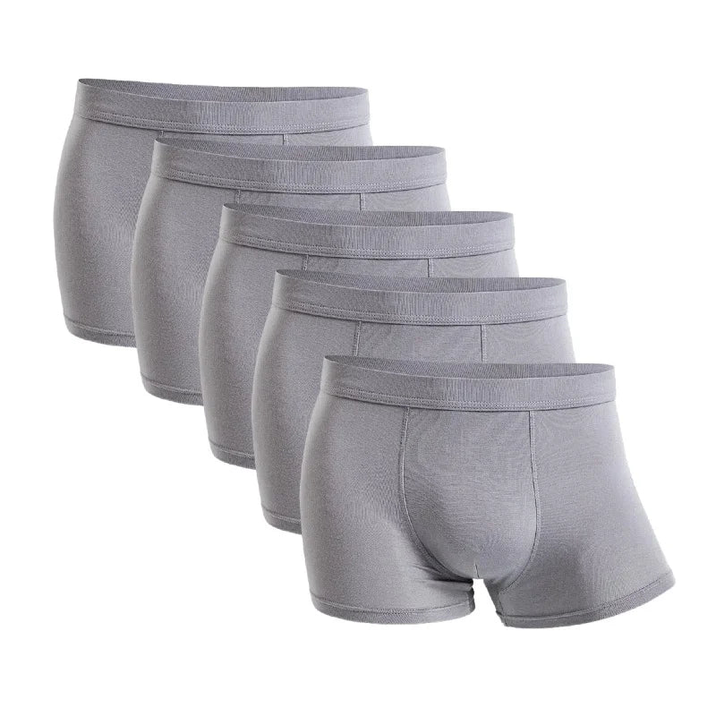 5-Pack Bamboo Men’s Boxers Underwear Plus Size XL–6XL, Breathable Gym Shorts Style Soft Black Underpants Gift Set