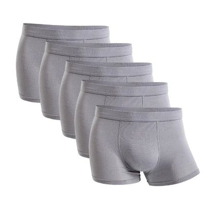 5-Pack Bamboo Men’s Boxers Underwear Plus Size XL–6XL, Breathable Gym Shorts Style Soft Black Underpants Gift Set