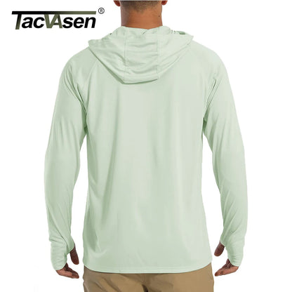 TACVASEN Men's Sun Protection Hoodie T-Shirt – UV-Proof, Lightweight, Breathable Long Sleeve Quick-Dry Top