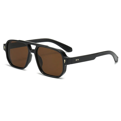 Retro Double Bridge Square Sunglasses — Luxury Fashion Rivet Design UV400 Shades for Men & Women