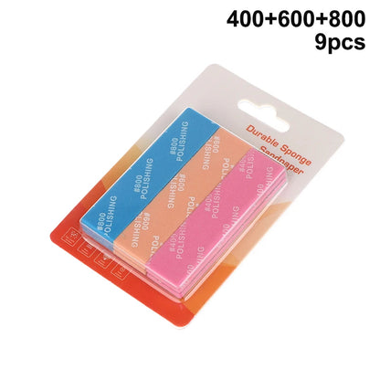 9PCS Model Building Sanding Stick Set MS-E400–1200 – Semi-Rigid Polishing Tools for Plastic Hobby Models