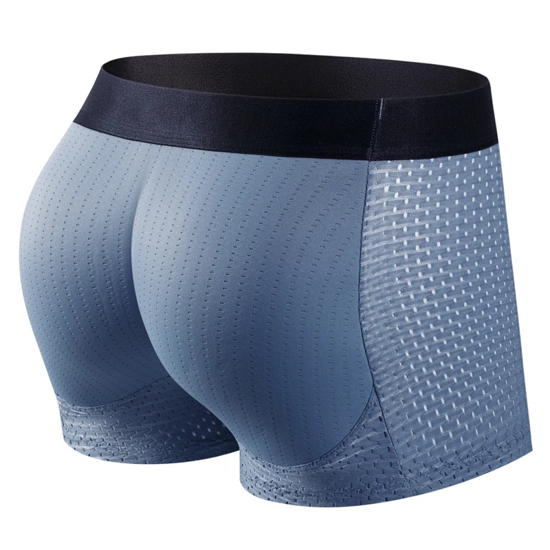 Men's Hip Lifter Boxer Briefs - Padded Butt Enhancer Shapewear Shorts with Built-In Lift, Breathable Nylon Underwear