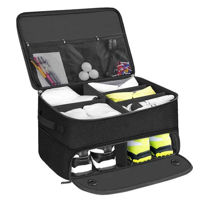 Car Trunk Organizer Golf Shoe Bag – Collapsible Outdoor Trunk Accessory with Portable Golf Ball Box, Unisex
