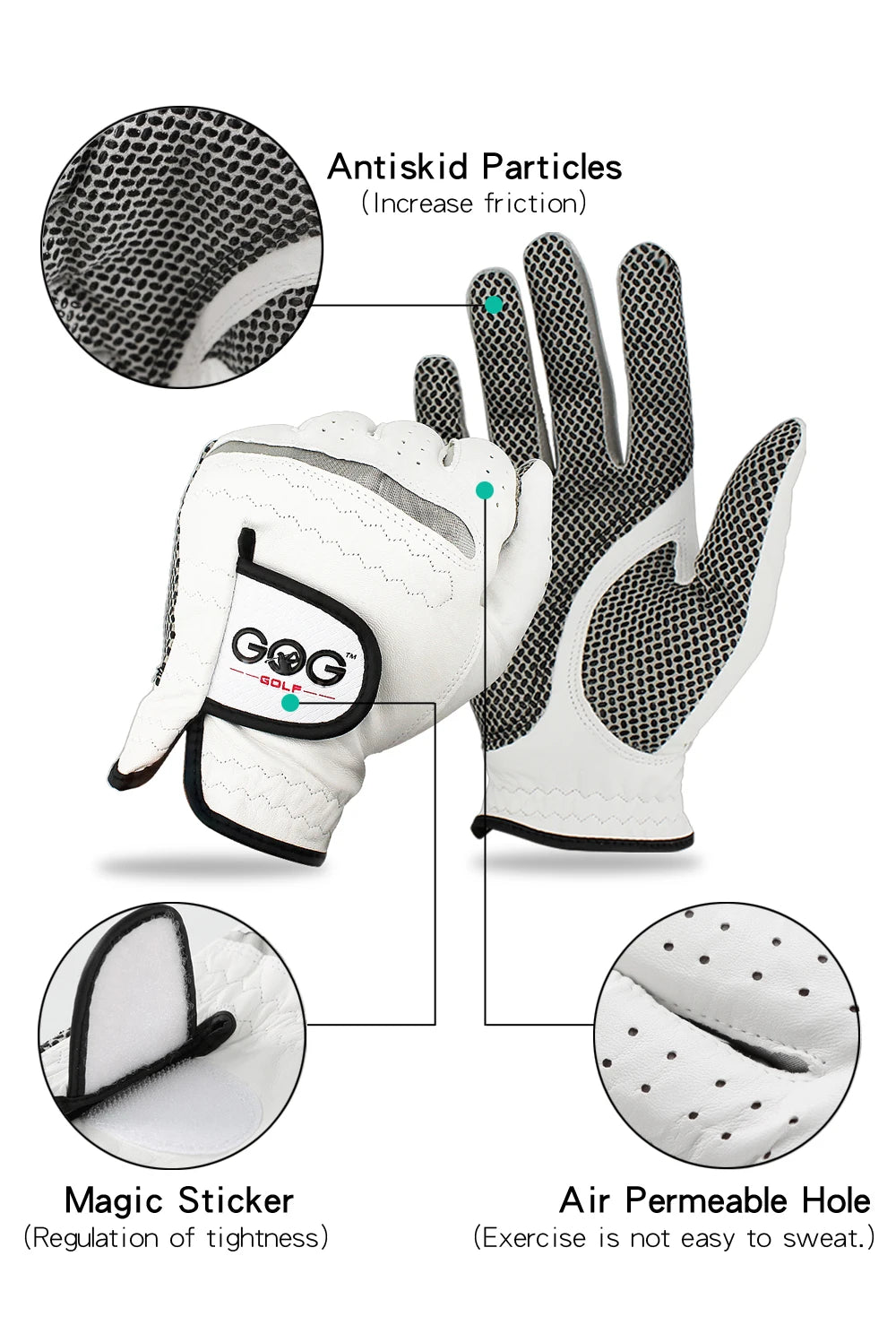 Men’s Golf Gloves – Left/Right Hand, Soft Breathable Sheepskin with Anti-Slip Granules (1 Pc Pack)