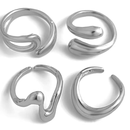 DIEZI Irregular Geometric Knuckle Ring Set — Punk Beach Fashion Gold & Silver (Unisex)
