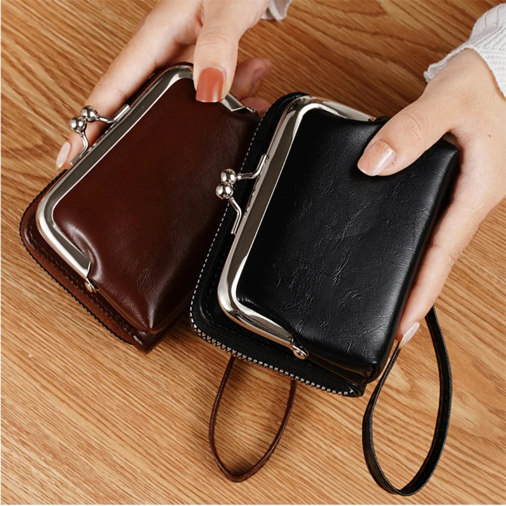 Women’s Fashion Wrist Strap Wallet – Retro Buckle Purse with Large Capacity & Multi Card Slots