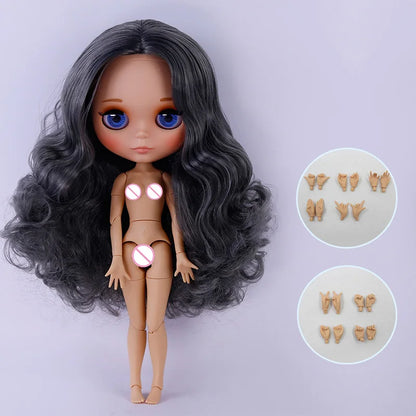 ICY DBS Blythe Doll – Tan Skin Matte Face with Eyebrows, 1/6 BJD Joint Body, Anime Christmas Gift