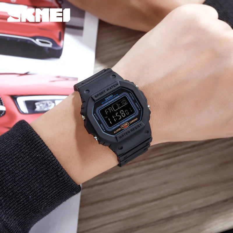 SKMEI 1628 Military Digital Watch for Men - Retro Sport Waterproof Electronic Wristwatch with LED Display