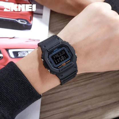 SKMEI 1628 Military Digital Watch for Men - Retro Sport Waterproof Electronic Wristwatch with LED Display