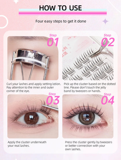 Yelix Self-Adhesive False Eyelashes — Reusable DIY Cluster Lashes, Glue-Free, Natural Soft