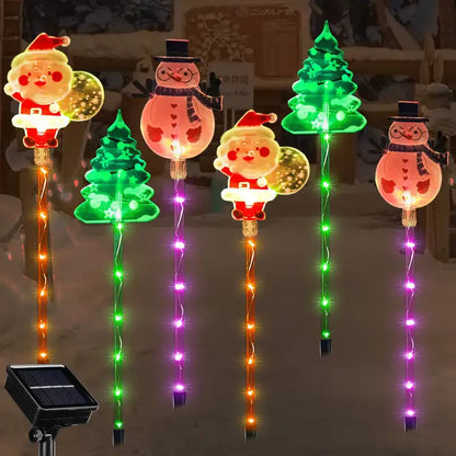 6PCS Solar Powered Christmas Stake Lights – Waterproof LED Outdoor Garden & Walkway Holiday Decorations