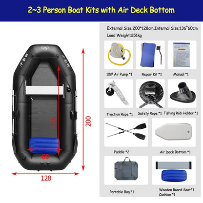 Professional Inflatable Dinghy Raft – Tear-Resistant Foldable Rowing Boat for Adults, Kayak, Canoe & Fishing