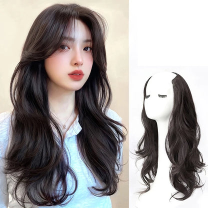 Synthetic Long Curly V-Shaped Wig – Seamless, Voluminous Hair Extension for Women