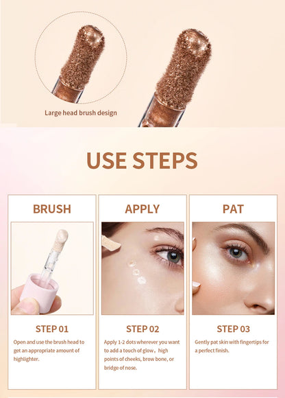 4-Color Liquid Face Highlighter — Bronzer & Contour Shimmer Makeup