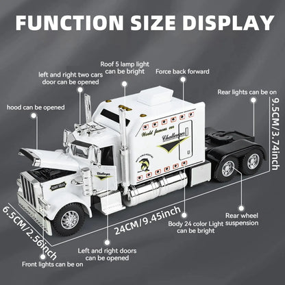 1:24 Scale Peterbilt 389 Tractor Trailer Toy – Lonestar Design Pre-Built Semi Truck with Realistic Functions for Kids