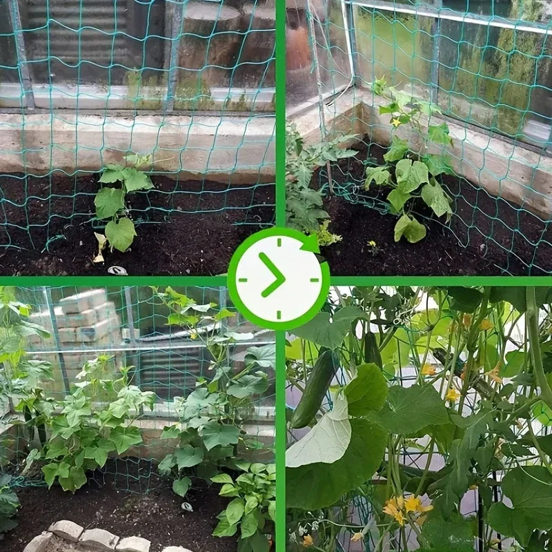Heavy-Duty Garden Plant Trellis Netting – Square Mesh Polyester Grow Net for Climbing Plants, Vegetables & Vines