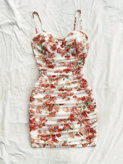 French Floral Backless Slip Dress – Sexy Summer Mini Dress for Women, Beach & Vacation Style