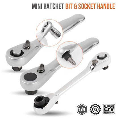 Mini Treble 1/4 Ratchet Wrench Set | Double-Ended Quick Socket Screwdriver Hex Torque Wrenches Spanner