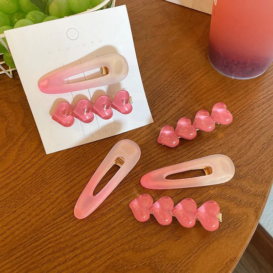 Cute Love Acrylic Hair Clips –  Frosted Barrettes for Girls Fashion Hair Accessories & Trendy Jewelry Pins