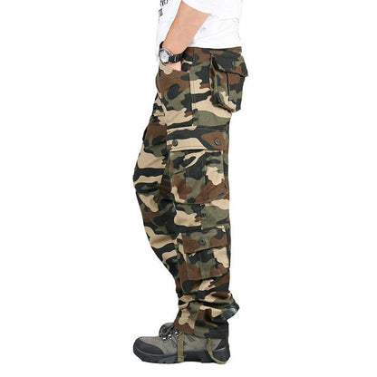Men’s Tactical Cargo Pants - Cotton Outdoor Work Trousers Camo Hiking Pants Multi-Pocket Casual Military Style