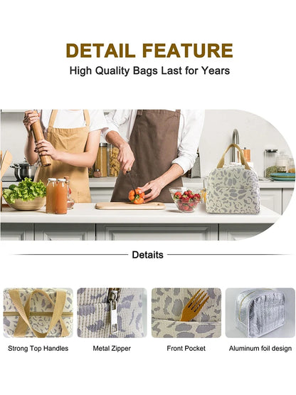 Ink Pattern Insulated Lunch Bag – Bento Box Picnic & Travel Cooler Tote