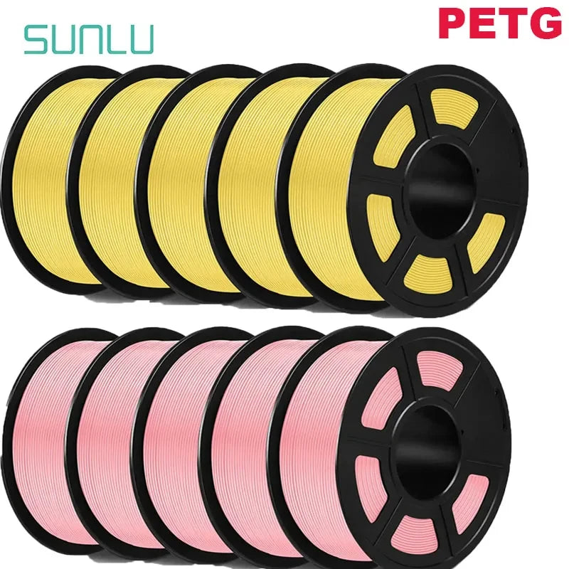 SUNLU PLA/PETG/PLA+ 3D Printer Filament Bundle – 10 Rolls 1KG Each, 1.75mm Neatly Wound Filament for 3D Printing (EU/US)