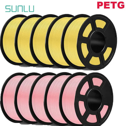 SUNLU PLA/PETG/PLA+ 3D Printer Filament Bundle – 10 Rolls 1KG Each, 1.75mm Neatly Wound Filament for 3D Printing (EU/US)