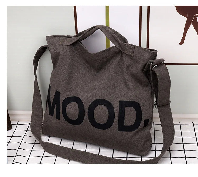 Women’s Tote Bag – Casual Canvas, Large Capacity Designer Handbag, Letters Shoulder & Crossbody Luxury Big Shopper Bag