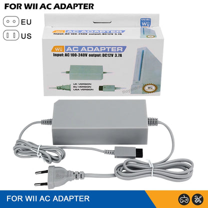 Nintend Wii AC Adapter 100-240V 12V 3.7A – EU/US Plug Wall Charger Power Supply
