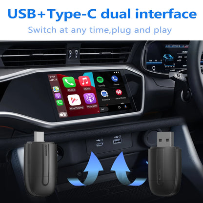 2-in-1 Wireless CarPlay & Android Auto Dongle – Type-C USB Bluetooth WiFi Adapter for Chevrolet, Citroen, Buick, Cadillac, Chery, VW