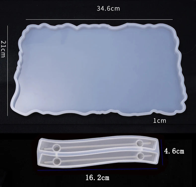 Large Rectangle Resin Tray Silicone Mold - DIY Epoxy Tea Plate Coaster Craft Making Mold