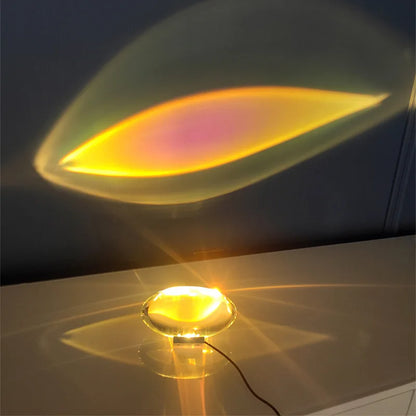 Italian Designer LED Table Lamp – Crystal 'Eye of the Sky' Egg-Shaped Night Projector for Living Room & Bedroom Decor