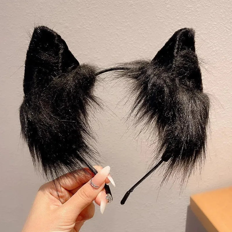Cute Cat Ear Headband - Plush Christmas Animal Hairband for Kids Holiday Dress-Up & Hair Accessories