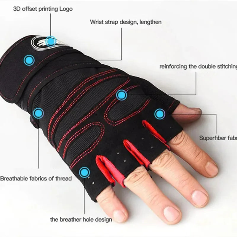 Outdoor Sports Fingerless Gloves – Long Wrist Guard for Men & Women, Ideal for Gym, Cycling, Hiking, Boxing & Training Workouts