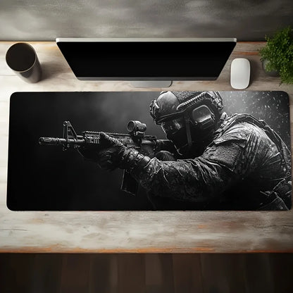 XXL Tactical Soldier Mouse Pad — Large Non-Slip Gaming Desk Pad with Stitched Edges