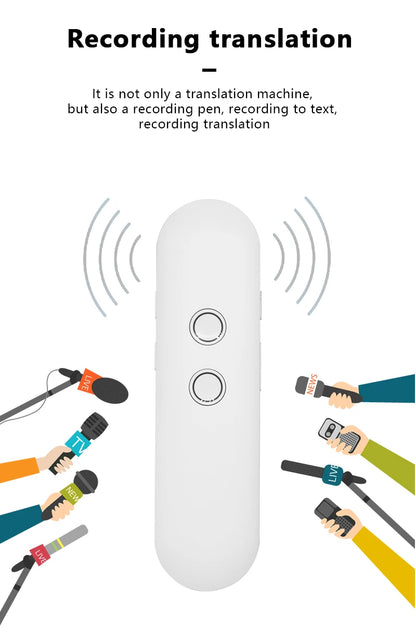 2024 T4 Portable Wireless Smart Translator - Two-Way Instant Voice Translation in 40 Languages, Bluetooth Multi-Language App