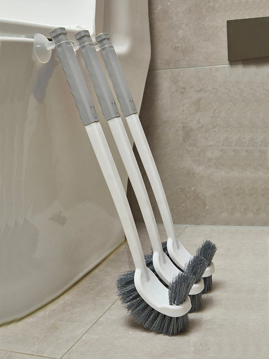 Long Handled Toilet Brush – Suction Cup Wall-Mounted, Double-Sided Elbow for Squatting Sink, No-Drill Corner Cleaning